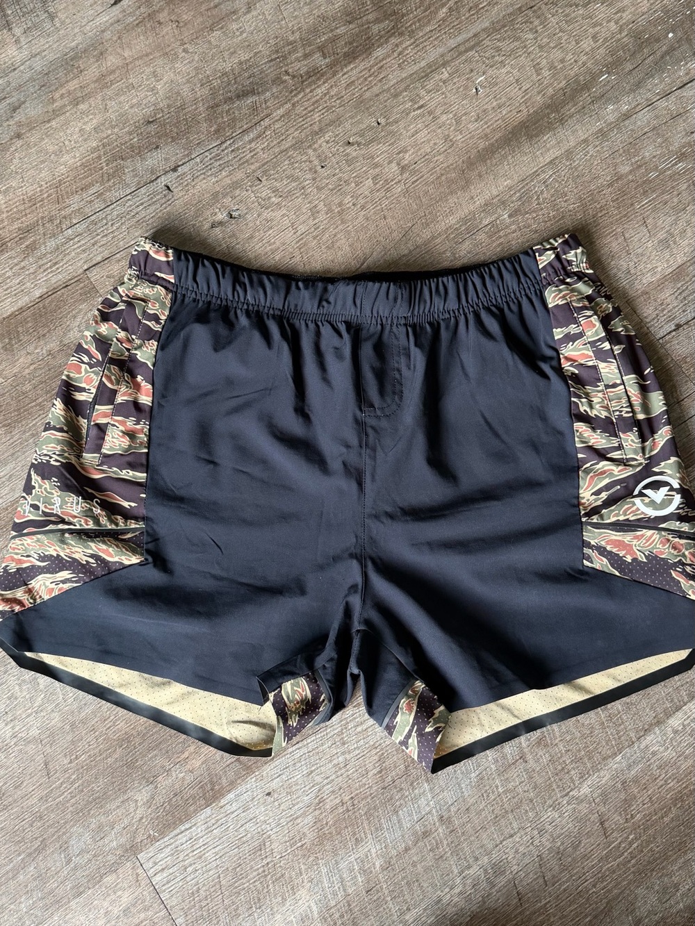 Virus Black Athletic Shorts with Camo Side Panels